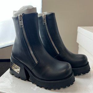 Black Ankle Boots with Silver Accents